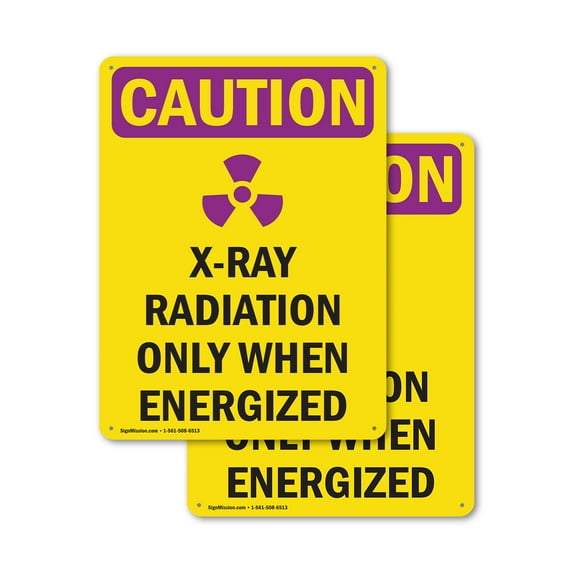 (2 Pack) X-Ray Radiation Only With Symbol OSHA Caution Radiation Sign 7 Inch X 10 Inch Plastic Sign, Weather Resistant, UV Protected for Workplace, Business, and Construction Site, Made