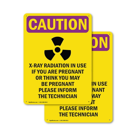 (2 Pack) X-Ray Radiation In With Symbol OSHA Caution Radiation Sign 7 Inch X 10 Inch Plastic Sign, Weather Resistant, UV Protected for Workplace, Business, and Construction Site, Made
