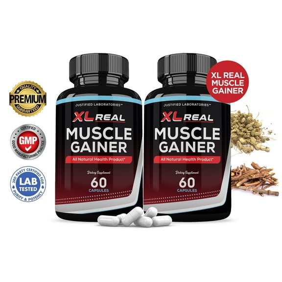 (2 Pack) XL Real Muscle Gainer Mens Health Supplement 1484mg 120 Capsules