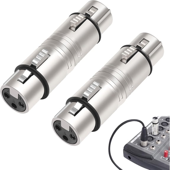 2-Pack XLR Female to Female Adapter, XLR 3 Pin Coupler Gender Changer Nickel Plated for Microphone, Mixing Console, Audio Interface, Camera and Power Amplifier