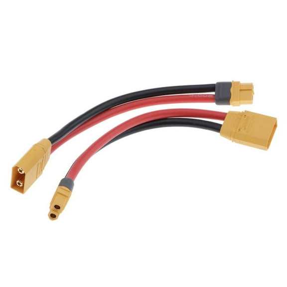 2 Pack XT60 Female to XT90 Male 10AWG Plug Adapter Connector Silicone - Red+Black, 150MM