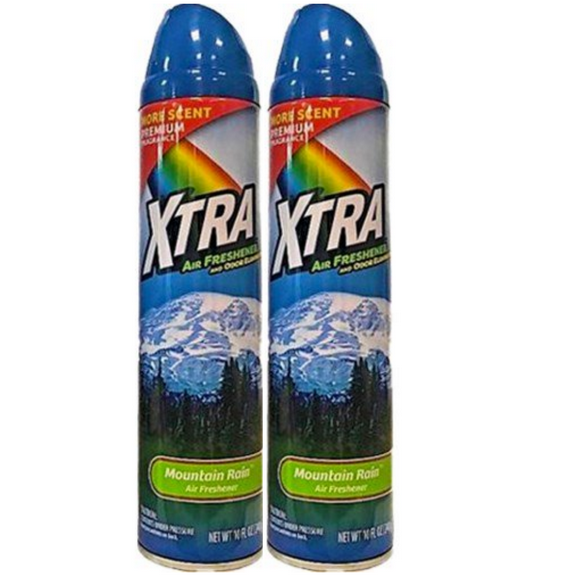 2 Pack XTRA Odor-Eliminating Mountain Rain Fresh Air Freshener Spray 10 oz. Bundle Deal