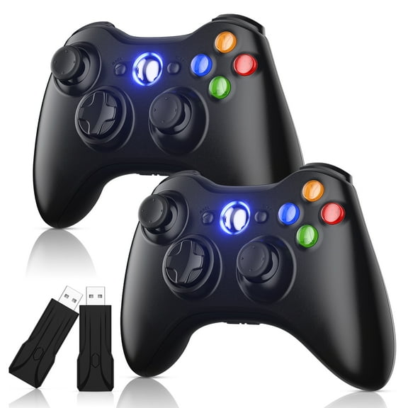 2-Pack Xbox 360 Wireless Controller for Xbox 360, 2.4GHZ Game Joystick Controller Gamepad Remote Compatible with Xbox 360/360 Slim, PC Windows 7,8,10
