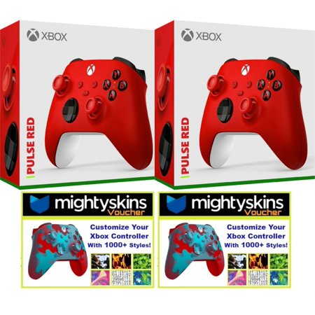 2 Pack - Xbox Core Wireless Controller Pulse Red For Series X/S w/ MightySkins Vouchers - Limited Bundle