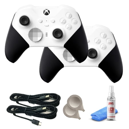 2-Pack Xbox Elite Series 2 Wireless Controllers Core - White with Cleaning Kit