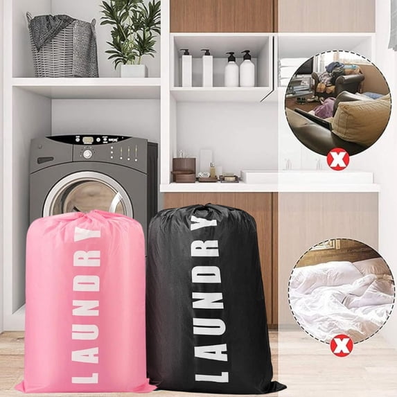 2 Pack Xl Travel Laundry Bag, Machine Washable Dirty Clothes Organizer with Drawstring,Large Enough To Hold 4 Loads of Laundry, Easy Fit A Laundry Hamper Or Basket Travel Essentials 24" X 36"