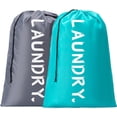 thumbnail image 1 of 2 Pack Xl Travel Laundry Bag, Machine Washable Dirty Clothes Organizer with Drawstring,Large Enough To Hold 4 Loads of Laundry, Easy Fit A Laundry Hamper Or Basket Travel Essentials 24" X 36", 1 of 9