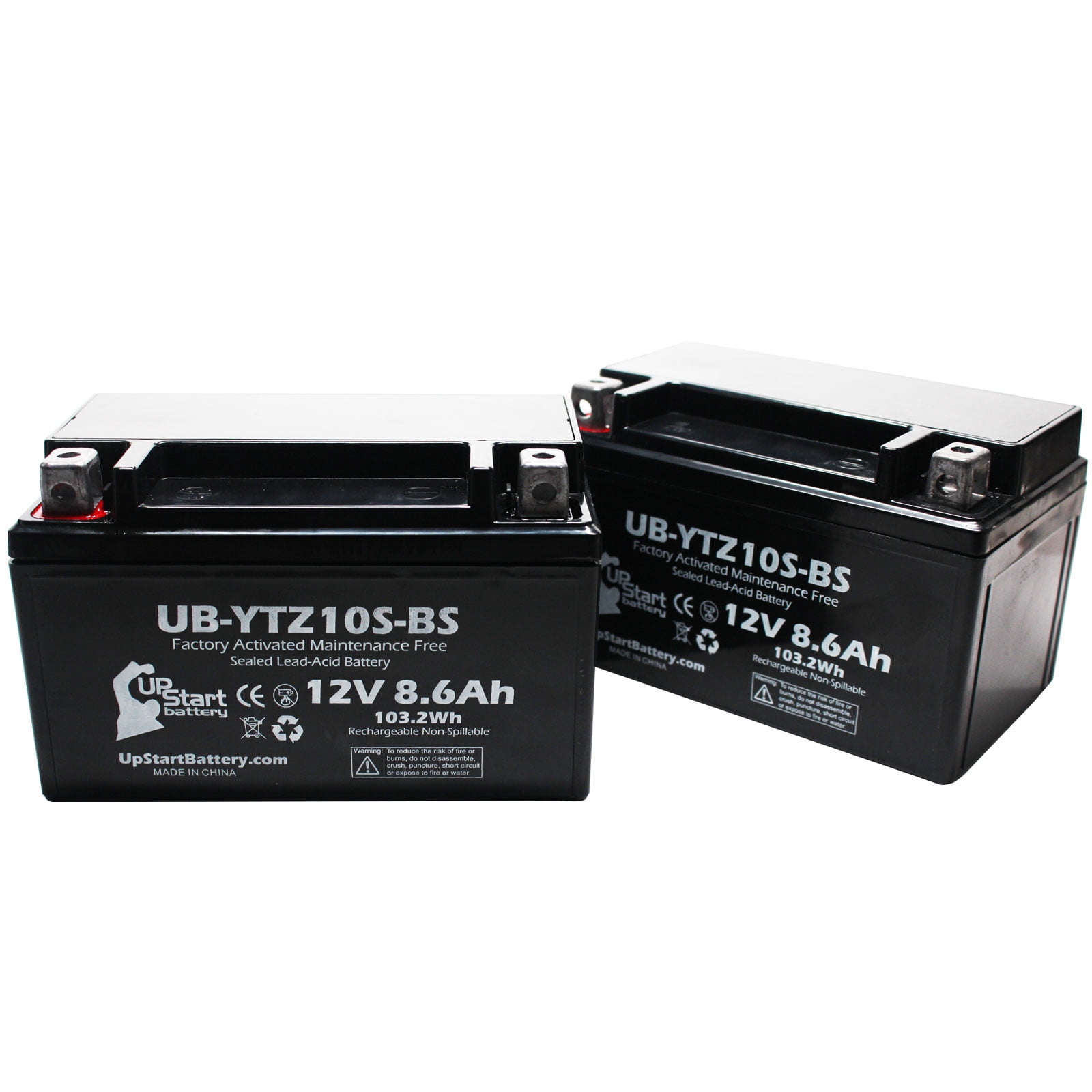 2 Pack - YTZ10S-BS Battery Replacement (8.6Ah, 12v, Sealed) Factory Activated, Maintenance Free Battery Compatible with - 2015 Yamaha FZ-07, 2006 Honda CBR1000RR, 2007 Honda CBR1000RR
