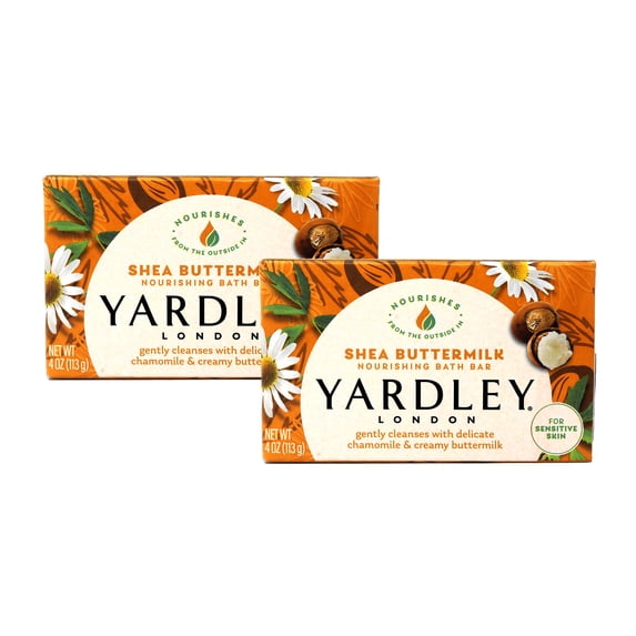 2 Pack Yardley London Moisturizing Bath Bar Shea Buttermilk 4.0 Oz.