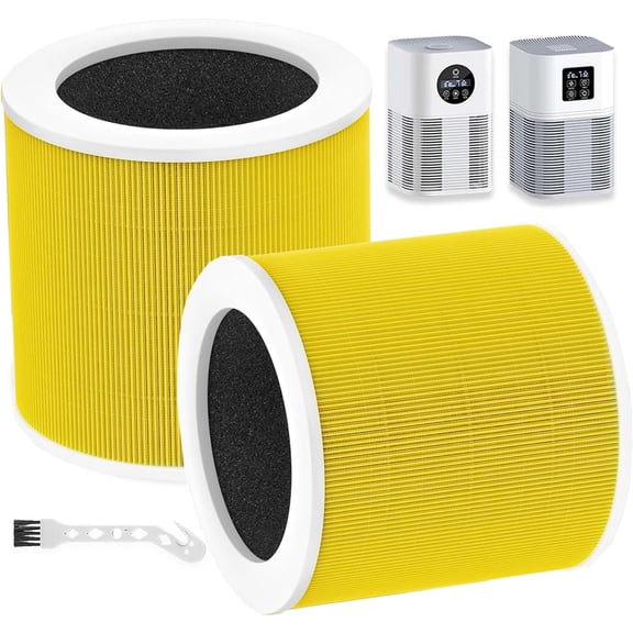 2 Pack Yellow A1 Replacement Filter Compatible with VEWIOR Air Pu-rifier HQKJ-80,HQSC-50,KOIOS HQKJ-50 Air Purifier,AMEIFU AP01W, True HEPA Air Cleaner Filter for A1 Air Pu-rifier for Pet Dander