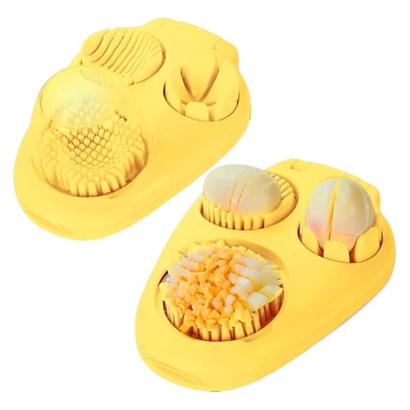 2 Pack Yellow Heavy Duty Egg Slicer with 3 Cutting Modes, Stainless Steel Egg Cutter for Hard Boiled Eggs, Strawberry, Grape, Mushroom, Kitchen Dicer Tool, Send Goods From Local Warehouse