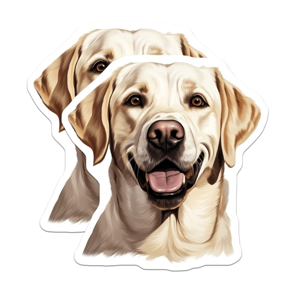 (2 Pack) Yellow Lab Stickers - Labrador Retriever Decor - Dog Mom Accessories - 5" On Longest Side - Sticks to Smooth Flat Surfaces - Made in USA - BMCS25784