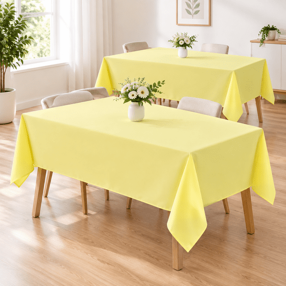 2 Pack Yellow Rectangle Tablecloths 60x120 Inch For 8ft Tables