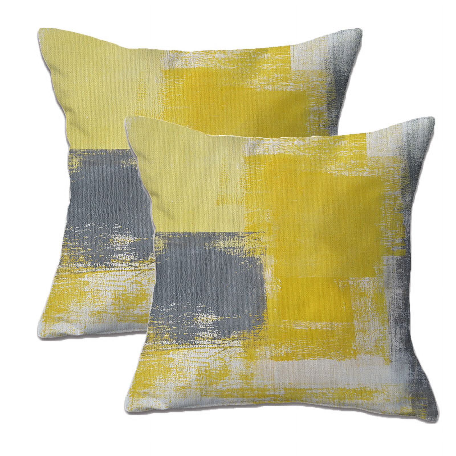 2 Pack Yellow Throw Pillow Covers 18 x 18 inch Modern Abstract Artwork