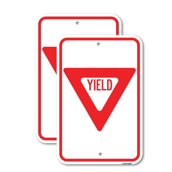 (2 Pack) Yield | 18" X 24" Heavy-Gauge Aluminum Sign | Rust Free Aluminum, Weather Resistant, Waterproof, Fade Resistant, 2 Pre-drilled Holes