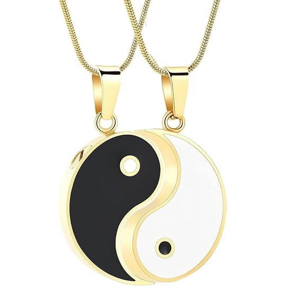2 Pack Yin Yang Tai Chi Pendant Urn Necklaces for Ashes for Men Women Cremation Jewelry Stainless Steel Memorial Pendant for Loved Ones