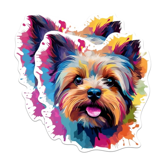 (2 Pack) Yorkshire Terrier Dog Breed Stickers - 5 Inches On Longest Side - Choose from Over 100 Dog Breeds - for Cars, Trucks, Skateboards, Laptops - Made in USA - BMCS1983