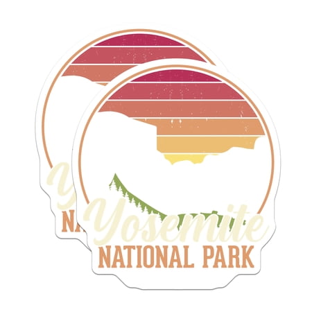 (2 Pack) Yosemite Magnets - National Park Souvenir - Retro Sunset Fridge Decor - 5" On Longest Side - Premium Magnet - for Cars, Refrigerators, Toolboxes, Lockers - Made in USA - MAG17722