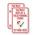 thumbnail image 1 of (2 Pack) You Must Display A Valid Parking Permit to Park Here (With Parking Permit Graphic) | 18" X 24" Heavy-Gauge Aluminum Sign | Rust Free Aluminum, Weather Resistant, Waterproof,, 1 of 4