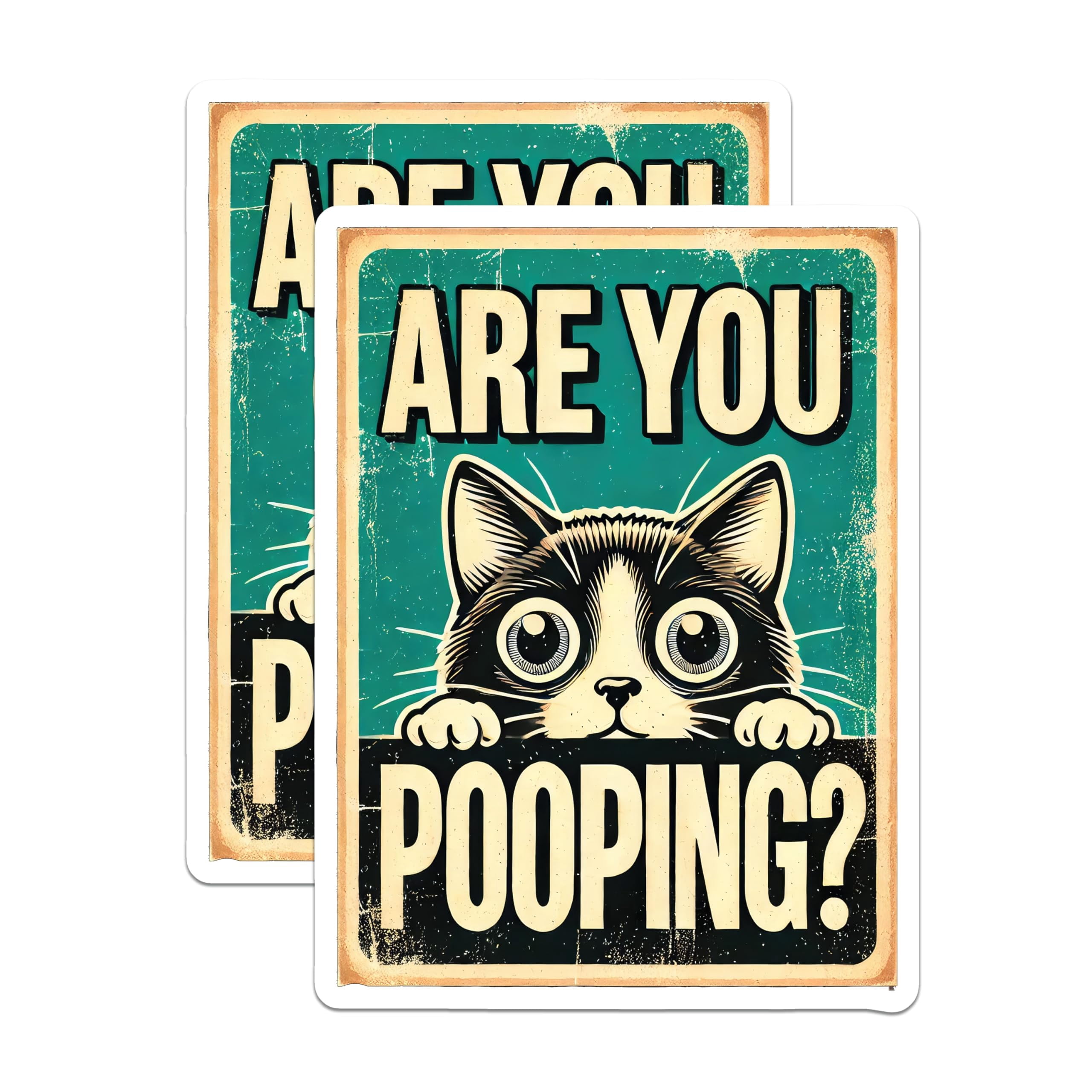 (2 Pack) are You Pooping Cat Stickers - Funny Bathroom Humor - Feline ...