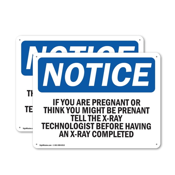 (2 Pack) If You Are Pregnant Or Think You Might Be OSHA Notice Sign 10 Inch X 7 Inch Plastic Sign, Weather Resistant, UV Protected for Workplace, Business, and Construction Site, Made