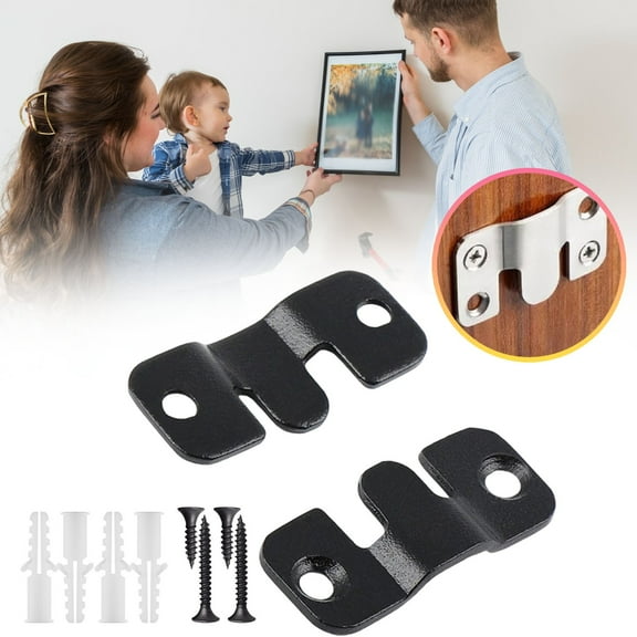 2 Pack Z-Clips Flush Mount Bracket with Screws, Heavy Duty Picture Hangers Interlocking Photo Frame Hook for Hanging Headboards Large Picture Display Wall Mount Hardware