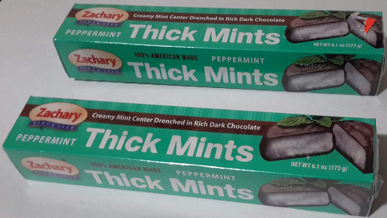2 Pack ZACHARY Peppermint Thick Mints, Creamy Mint Center in Rich Dark