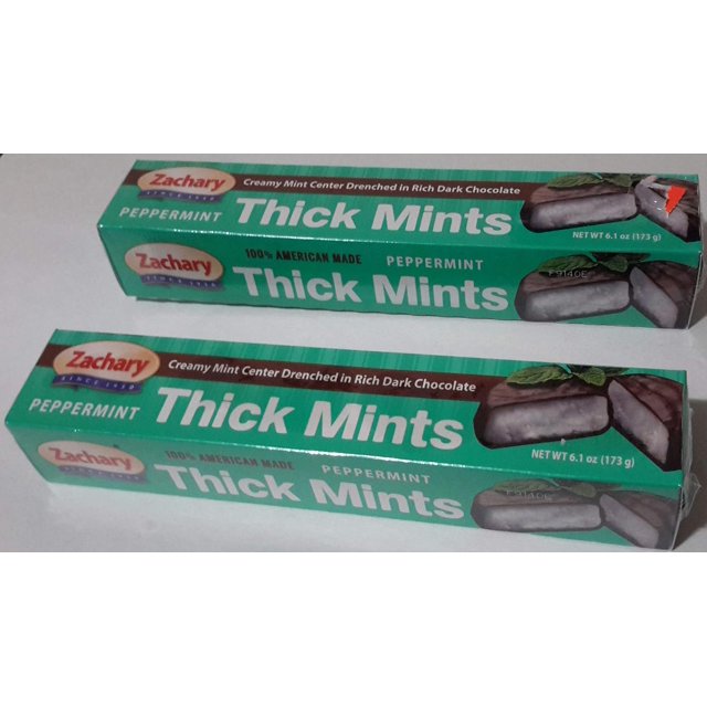 2 Pack ZACHARY Peppermint Thick Mints, Creamy Mint Center in Rich Dark
