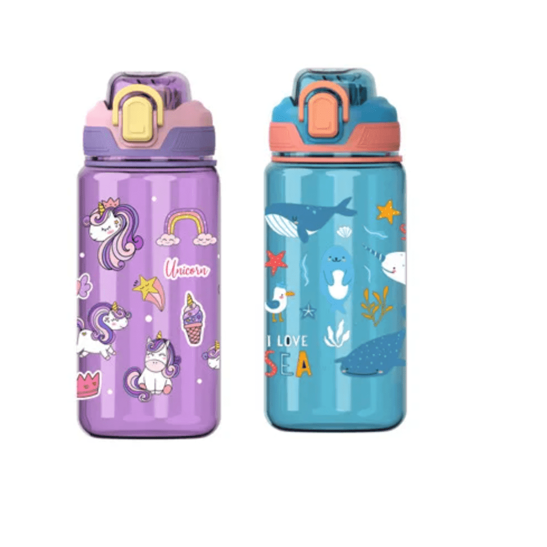 (2Pack) ZIGIDO Kids Water Bottle for School, 20oz with Straw, ideal