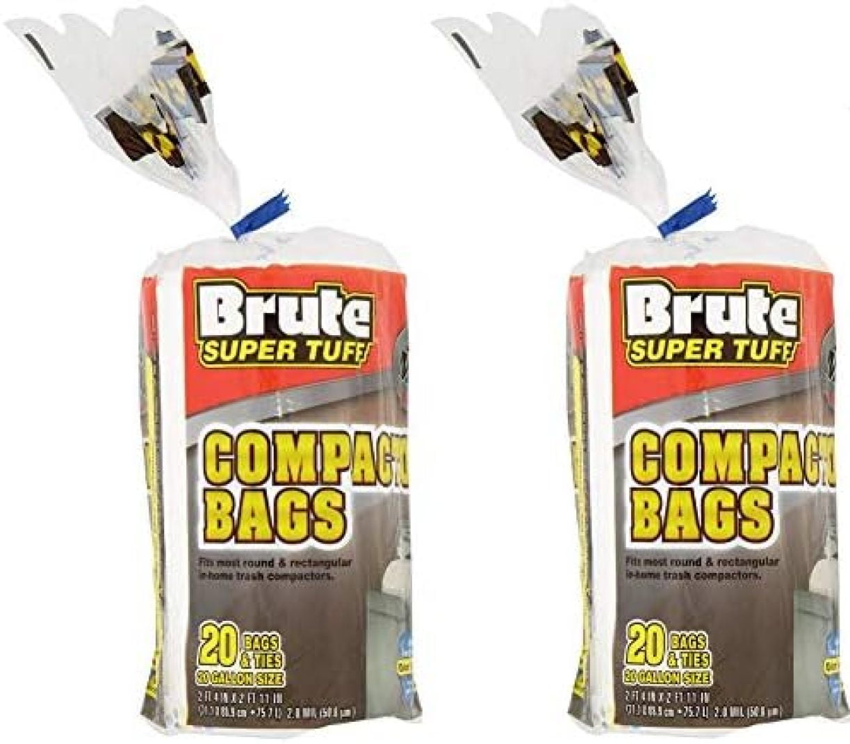(2 Pack) ZZJP Heavy Duty 20 Gallon Size Compactor/kitchen Bags - White