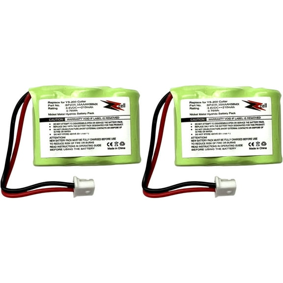 2-Pack ZZcell Battery for Dogtra Receiver 175NCP, 200NCP, 202NCP, 280NCP, 282NCP, 300M, 302M, 7000M, 7002M, EF-3000 Old, YS-200 Remote Controlled Dog Training Collar