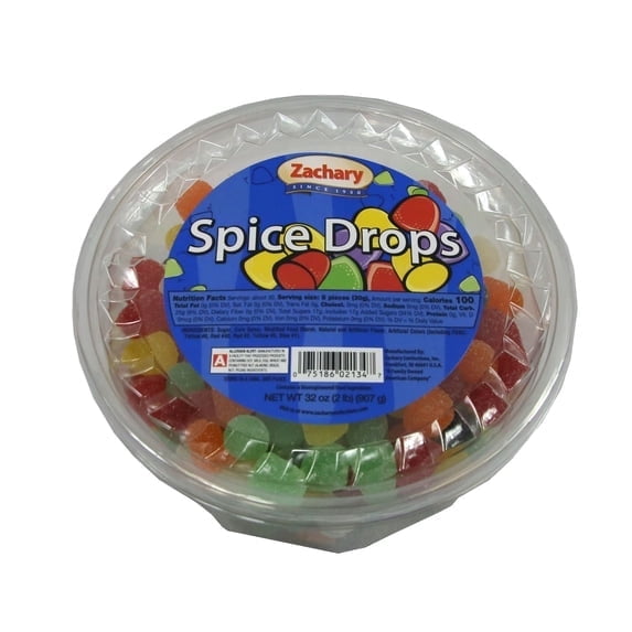 2 Pack - Zachary Spice Drops Tub 32 oz. Jelly Candy Regular Size Pieces