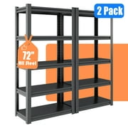 2 Pack Zakamaur 72 " Garage Storage Shelves 35.4" W x 15.7" D x 72" H, 2000 lbs, Heavy Duty Metal, Industrial Utility Racks, Black