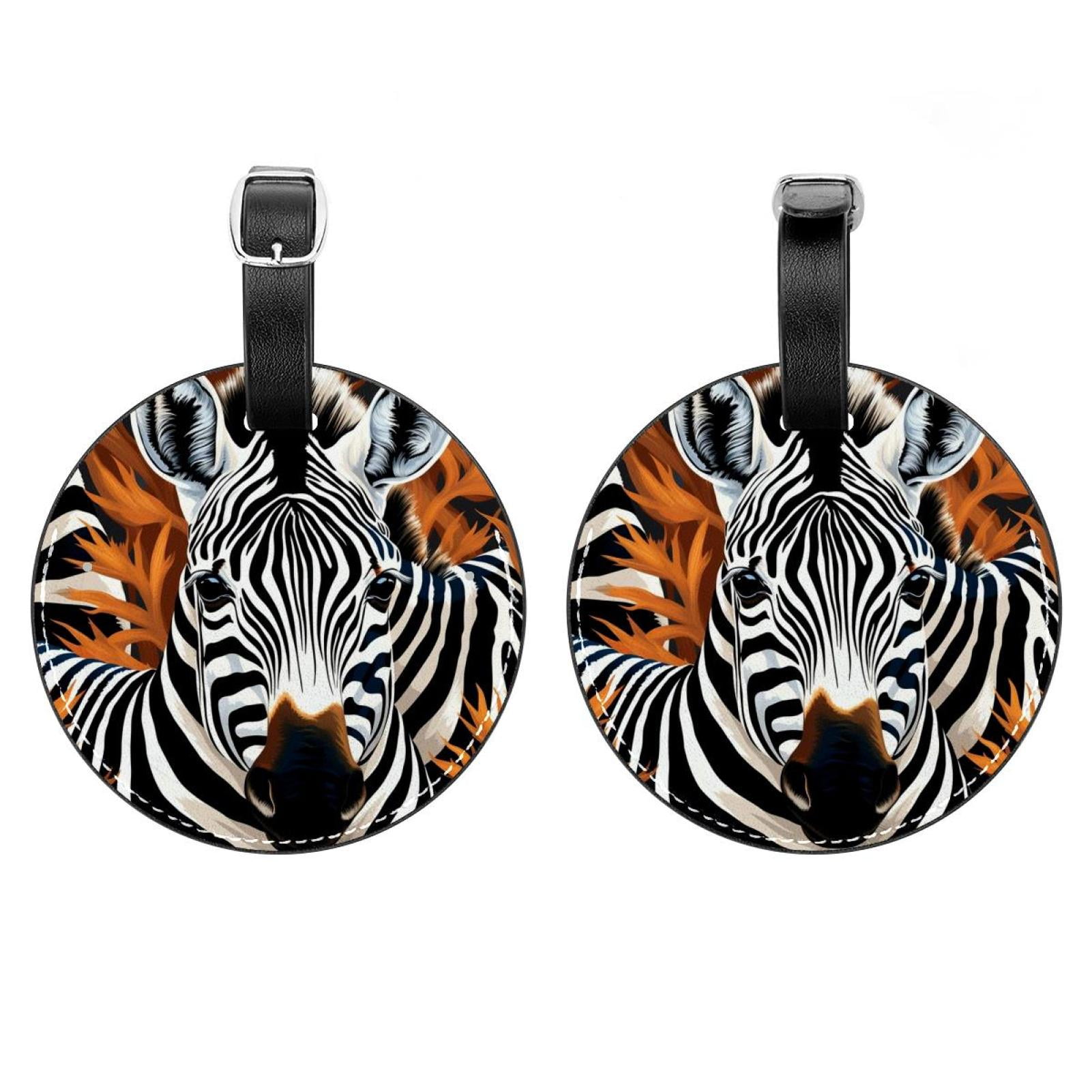 2 Pack Zebra Luggage Tag with Name ID Card Perfect to Quickly Spot ...