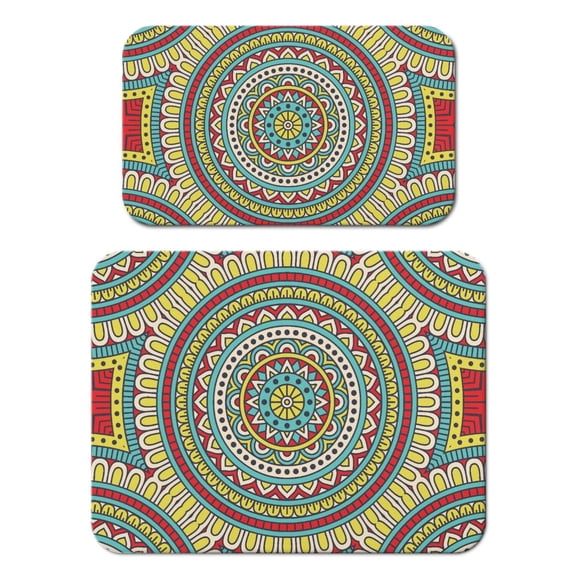 2 Pack Zen Meditation Coffee Mat Set - Mystic Ethnic Design, Ultra Absorbent & Quick-Evaporating Mat