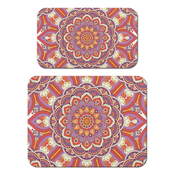 2 Pack Zen Meditation Coffee Mat Set - Mystic Ethnic Design, Ultra Absorbent & Quick-Evaporating Mat
