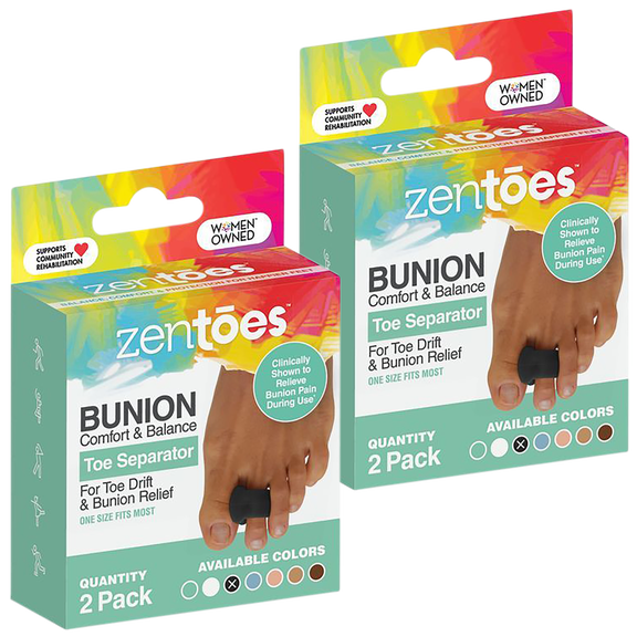2-Pack: ZenToes Single Loop Toe Separator & Bunion Corrector (Black)