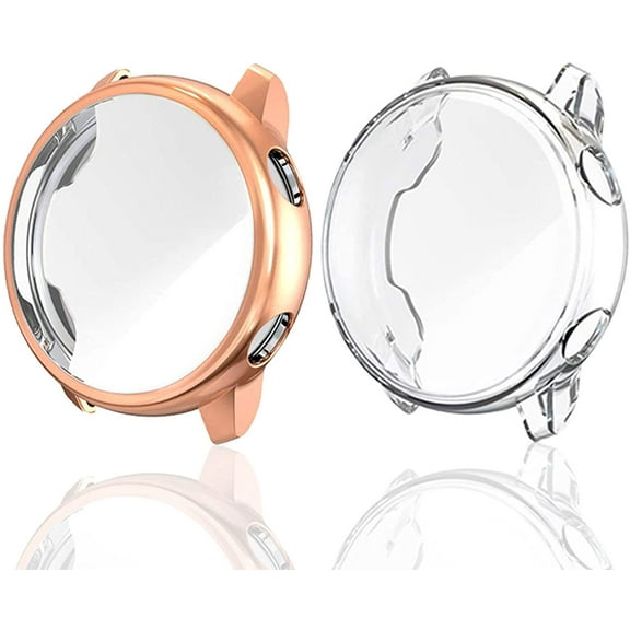 2 Pack - Zendure Case Compatible with Samsung Galaxy Watch Active 40mm (Not Fit for Active 2), Premium Soft TPU Screen Protector All-Around Protective Bumper Shell Cover, Clear/Rose Gold