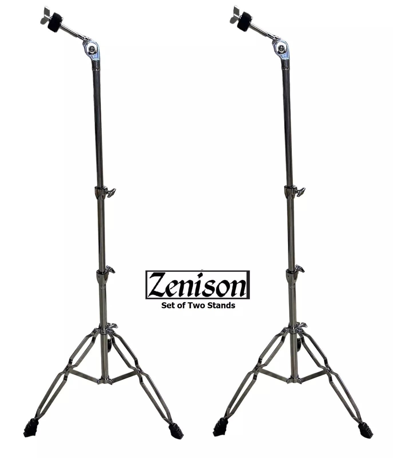 2 Pack Zenison Heavy Duty 5' Chrome Cymbal Stands Anti Skid Feet Durable