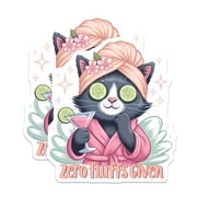 2 Pack Zero Fluffs Given Stickers - Funny Cat - Spa Day Humor - 5" On Longest Side - Sticks to Smooth Flat Surfaces - Made in USA - BMCS14072