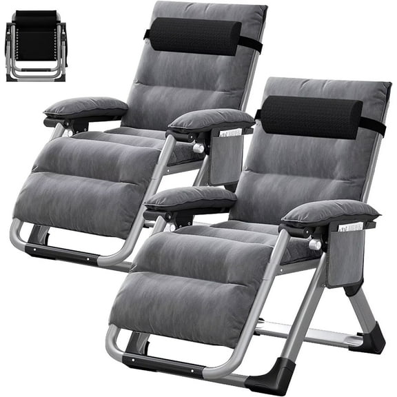 MOPHOTO 2 Pack Zero Gravity Chair Support 440lbs for Backyard Beach, Foldable Reclining Lounge Chair with Headrest & Cup Holder for Indoor Outdoor, Patio Recliner Folding Reclining Chair