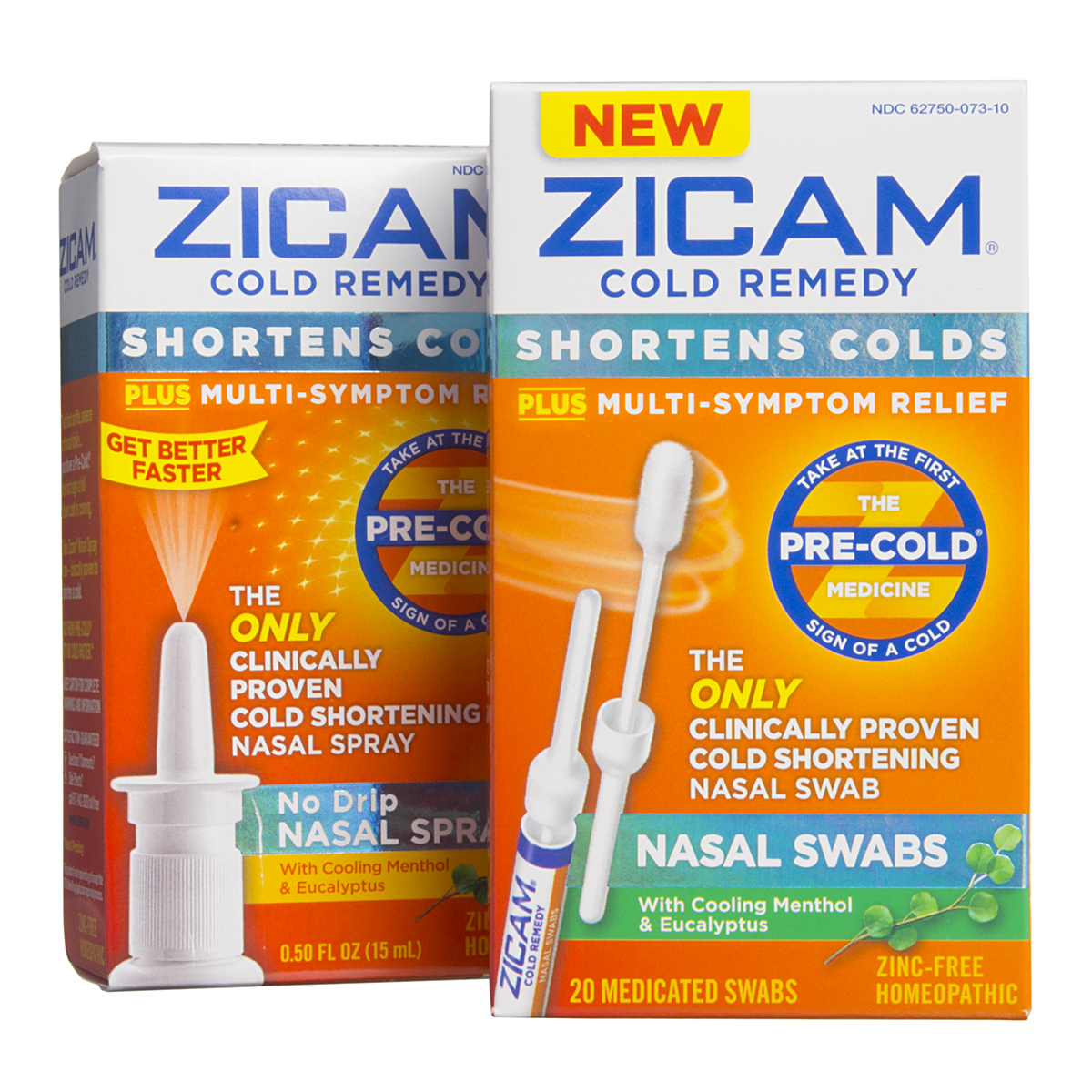 2 Pack Zicam Cold Remedy Nasal Spray Bottle & Swabs MultiSymptom Sinus
