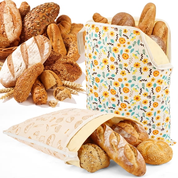 2 Pack Zipper Reusable Beeswax Bread Storage Bag Large Capacity Freezer Safe Sourdough Keeper Homemade Bread Container Ideal Baking Present