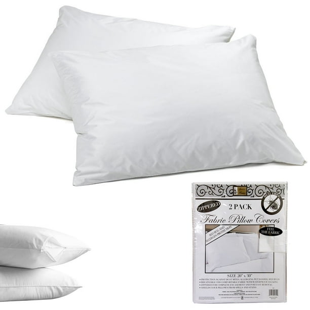 2 Pack Zippered Pillow Cases Bed Bug Proof Encasement Hotel Pillow