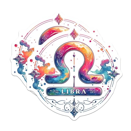(2 Pack) Zodiac Libra Star Sign Magnets - Astrology Decor - Horoscope Symbol Artwork - 5" On Longest Side - for Cars, Fridges, Toolboxes - Made in USA - MAG6818