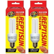2 Pack Zoo Med Reptisun 10.0 Uvb Mini Compact Fluorescent