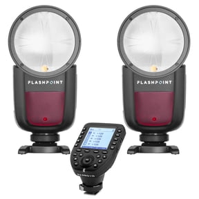 2-Pack Zoom Li-on X R2 TTL On-Camera Round Flash Speedlight For Nikon (Godox V1) + Flashpoint R2 Pro Mark II 2.4 GHz Wireless Flash Trigger for Nikon