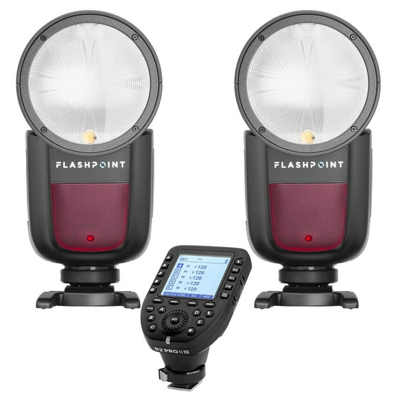 2-Pack Zoom Li-on X R2 TTL On-Camera Round Flash Speedlight For Nikon (Godox V1) + Flashpoint R2 Pro Mark II 2.4 GHz Wireless Flash Trigger for Nikon