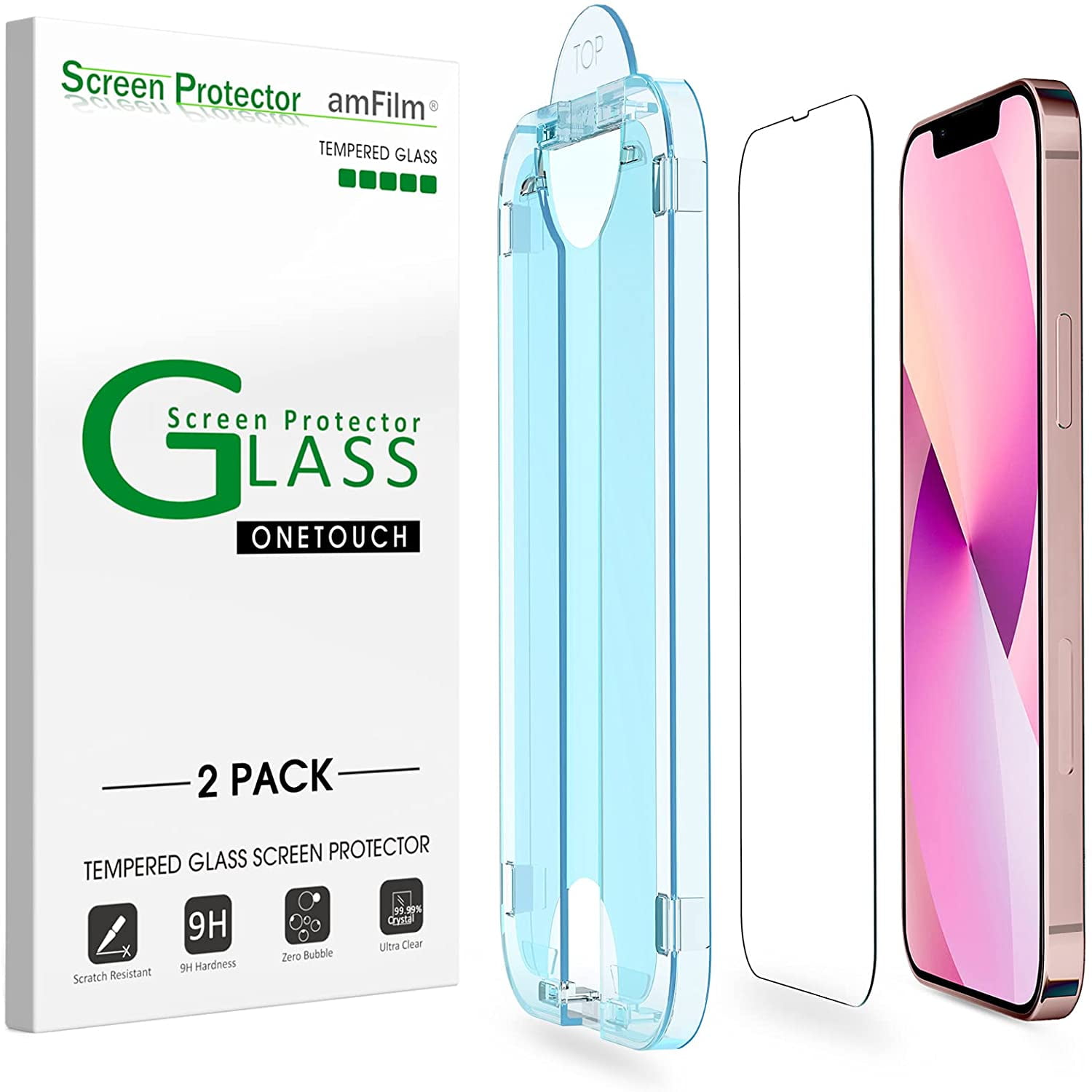 amFilm OneTouch Glass Screen Protector for iPhone 13 Mini
