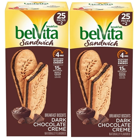 2 Pack | belVita Dark Chocolate Creme Breakfast Biscuits (25 pk.)